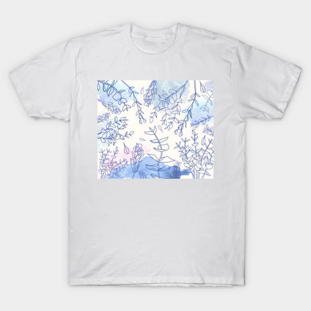 Blue leaf T-Shirt by SanjStudio